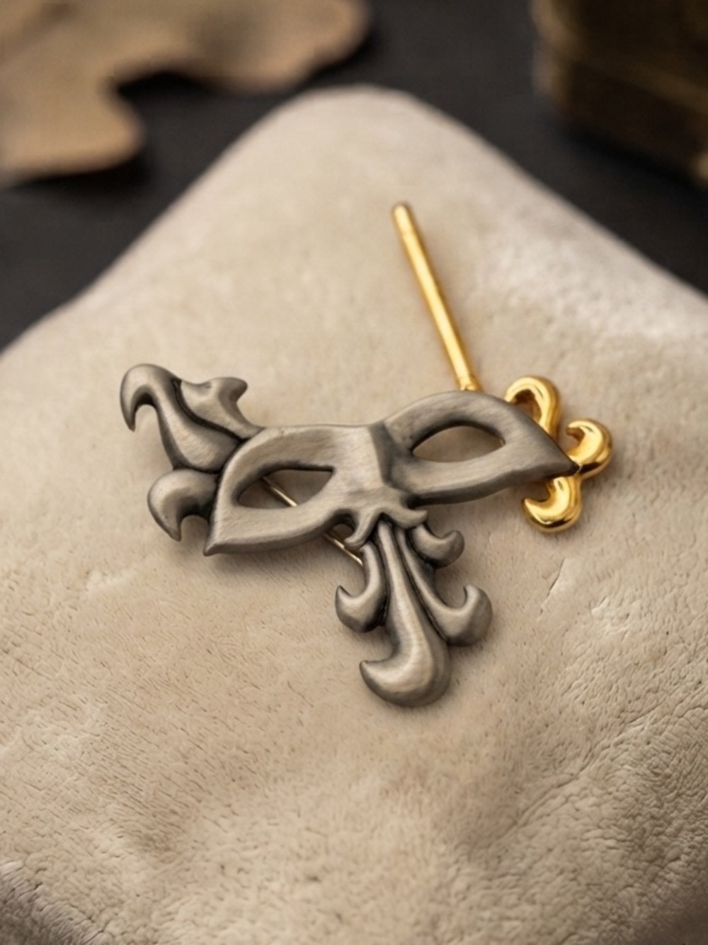 Vintage FAF Masquerade Mask Pin Brooch